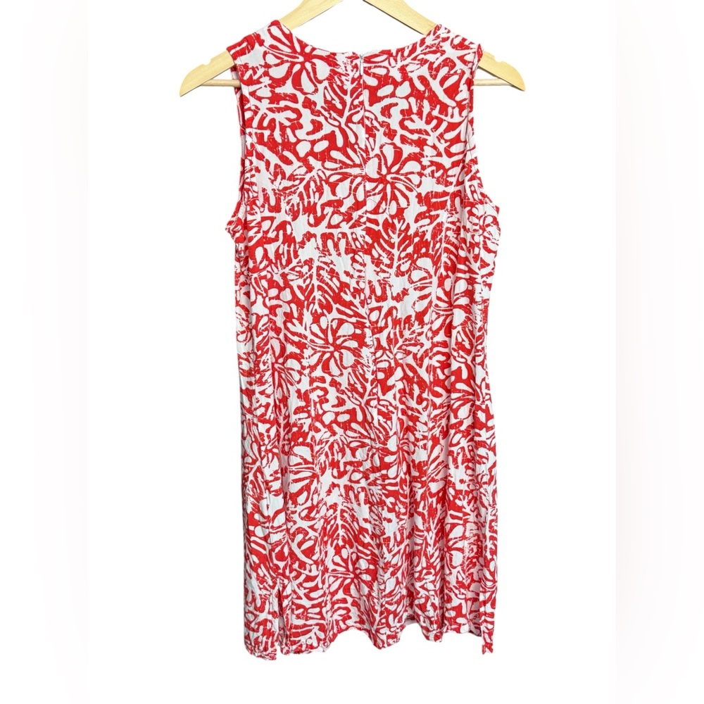 Blue Ginger Red White Floral Midi Dress Small Sleeveless Resort Vacation Summer
